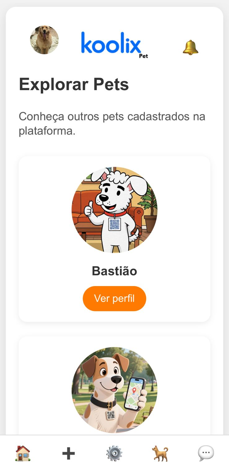 Página Explorar Pets mostrando cards de pets da comunidade